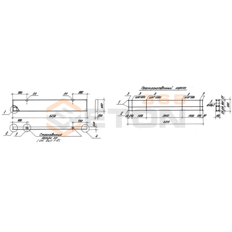 Панели стеновые толщиной 200 мм Серия 1.030.1-1 ПС 62,5-9-2,0-2 я-2