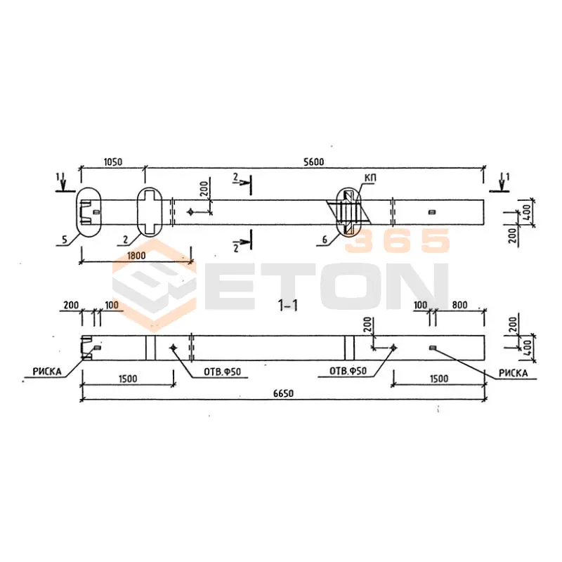 Колонны для зданий с высотой этажа 2,8 и 3,3 м серия 1.020-1/87 ( 1.020.1-7, 1.020-1/83, ИИ 04-1, 1.020.1-3пв ) 2КНД 33-20-1-26